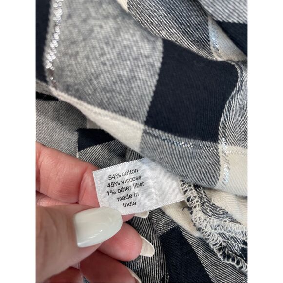 Oversized Buffalo Check Button Down Shirt Lane Bryant Women 18/20 Black White‎ - Picture 5 of 9